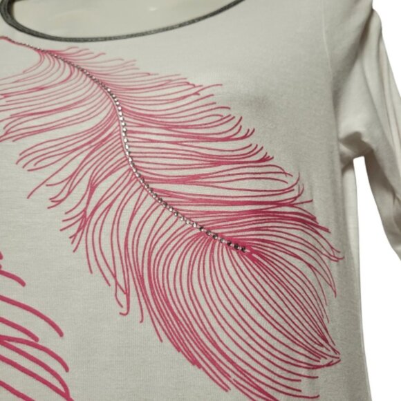 White Mini Dress Tunic Top with Sequin Embellished White Feather - Picture 4 of 13